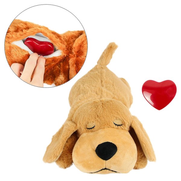 1/3 Valp Leksak Med Hjärtfrekvens Hund Lugnande Beteende Sömn Träning[HK] Light Brown dog 1 Pc