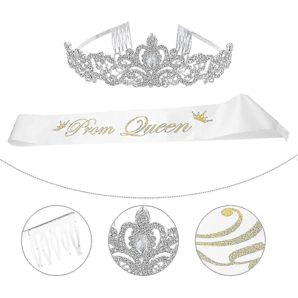 2 st Bal Drottning Skärp Och Tiara Set Strass Kristall Tiara Krona[HK]