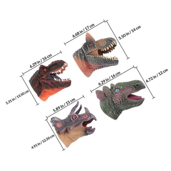 Realistiska dinosaurie-handdockor interaktiv leksaksfigur 4-pack för lek[HK]