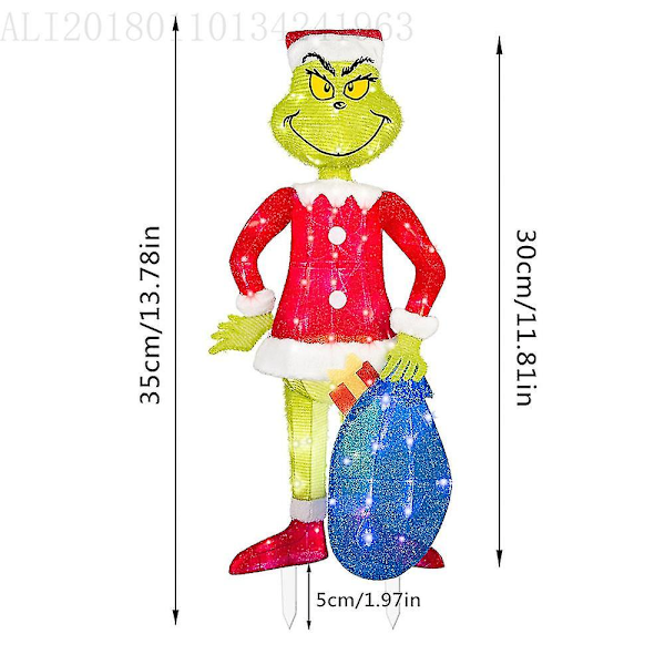 Jule-Nisse Grinch Kommer Flat LED Belysning Grønn Monster Jul Halloween Utendørs Hage Hage Dekorasjon[HK] D