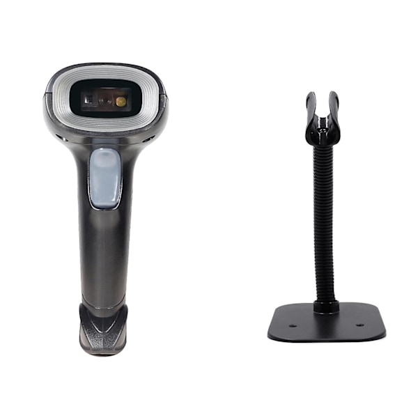 USB Strekkodeskanner 1D 2D QR Håndholdt Kablet Strekkodeleser med Stativ[HK] Black