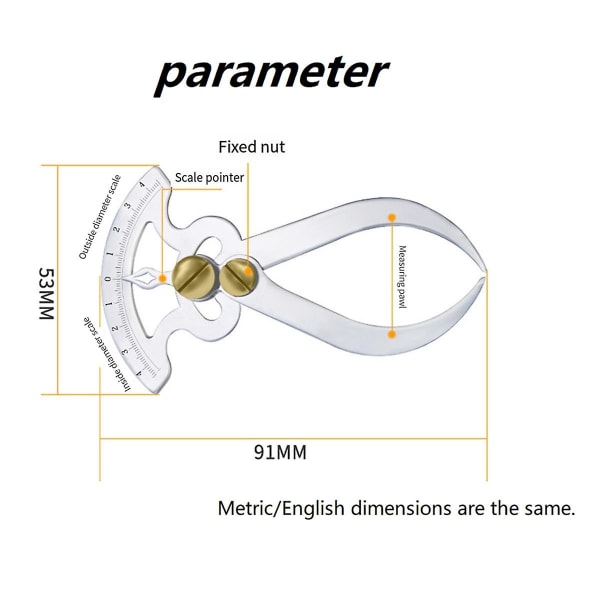 Metrisk frigangsmåler 3 Gauge Tykkelse Vægtykkelse Målemåler Indvendig og udvendig diameter ([HK])