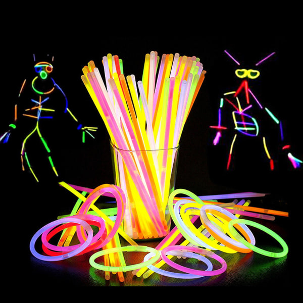 100st Glow Stick Bulk Glow In The Dark Engångshalsband Armband Glowstick Light Up Glowing Toy Halloween Party[HK]