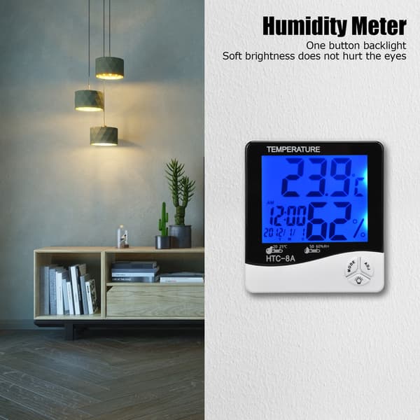 24-timers automatisk fugtighedssensor termometer LED-lys baggrundsbelysning vækkeur[HK]