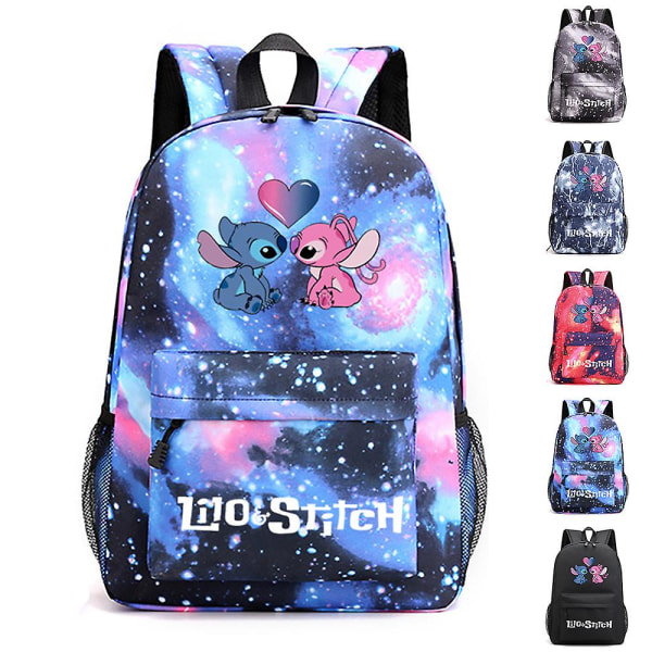 Lilo & Stitch Ryggsäck, lätt skolväska vardaglig dagryggsäck för skolbarn pojkar flickor presenter[HK] Galaxy Red