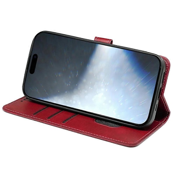 För iPhone 16 Fodral Kalvtextur Läder Ställ Bokstil Telefonskal [HK] Style B Multicolor