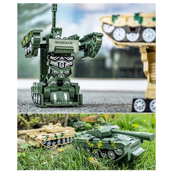 Gutter Transformator Lekebil Tank Kjøretøy Transformers Barn Robot Barn Bursdagsgave[HK] Green Tank