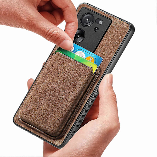D12 Etui til Xiaomi 13T/ 13T Pro/ Redmi K60 Ultra Magnetisk Aftagelig Retro Læder Bagcover [HK] Brown