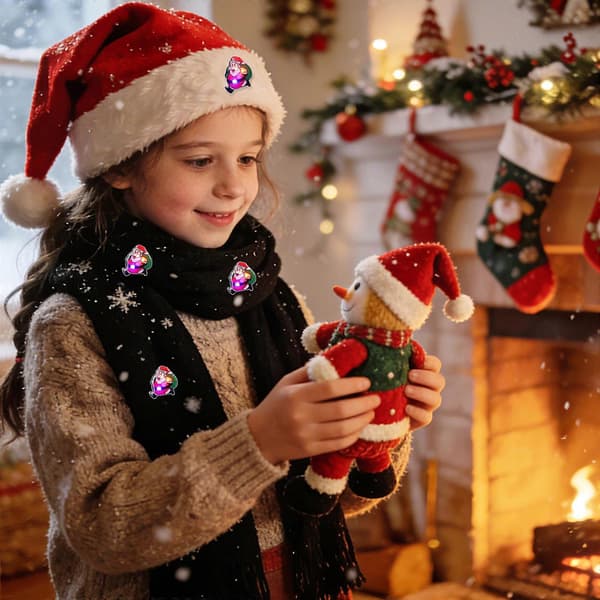 Julbrosch Tomte-märke med LED-ljus för barn 25 st [HK]