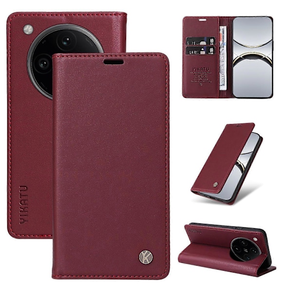 Plånboksfodral för Oppo Find X8 Pro 5G YIKATU YK-001 PU Läder Telefonskal med Ställ - Grön[HK] Wine Red Multicolor