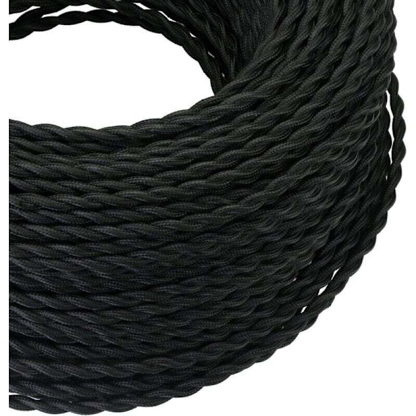 10M Tekstiilinen Sähkökaapeli, Retro Kierrettynä Punottu Hamppuköysi Kaapeli 2x0.75mm², 2-johtiminen Kierretty Kaapeli, DIY Riippuvalaisimelle/Musta..DEBUNS[HK]
