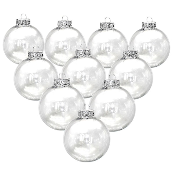 10 st Transparenta Julgranskulor Ihåliga Plast Glans DIY Tomma Prydnadskulor För Fest [HK] 8 cm