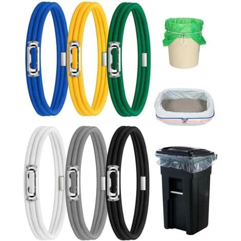 Sett med 6 søppelbøttestropper, store justerbare elastiske stropper, kompatible med 30-135 liters søppelbøtter, multifunksjonelle, holdbare (HK)