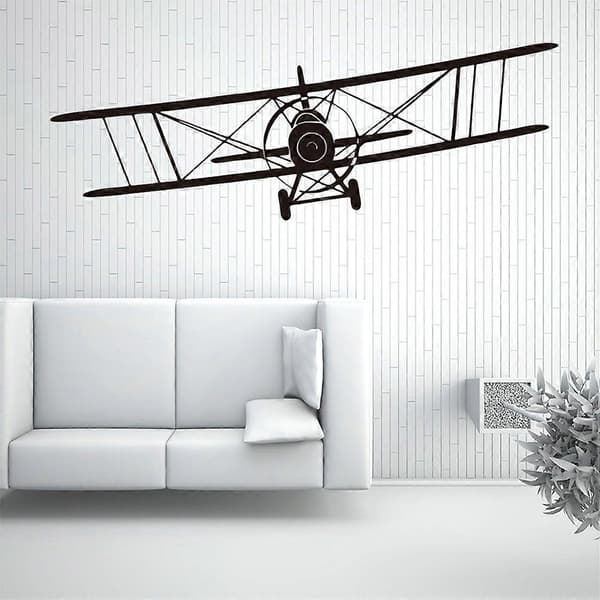 Svarta Cool Glider Flygplan Väggdekaler för Dekorationsbruk 2st Set[HK]