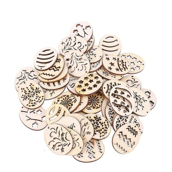 Trä Påskägg Bitar för DIY Hantverk 100st Beige Träutskärningar[HK]