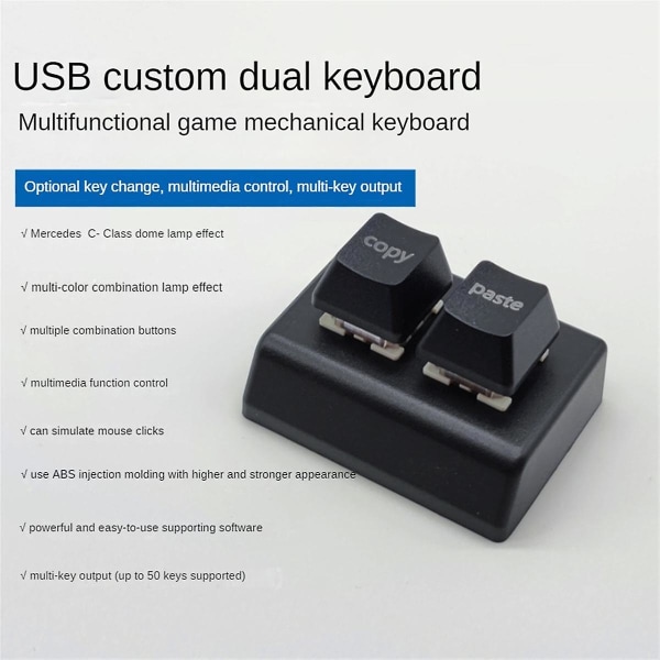 Makroprogrammeringstastatur Rgb Custom 2-taster tastatur Mini Kopier og lim inn Osu Keyboard Gaming Hotsw([HK])