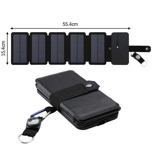 Taitettava ulkokäyttöön tarkoitettu kannettava aurinkolaturi puhelimeen akun retkeilyyn retkeilyyn USB 5v hätäkannettava power [HhhK]