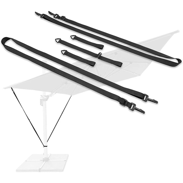 Hengende solparasoll sikre stropper festesett Justerbar lengde for parasoller[HkkK] Black