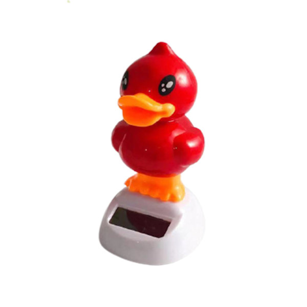 Solcelledrevet tegneseriefigur ornament til bilinstrumentbræt dynamisk dansende dyr bordplade dekoration til hjemmekontor [HkkK] Red Duck