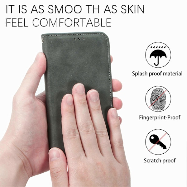 Til Samsung Galaxy S24 FE Etui Hud-Touch Læder Wallet Telefon Cover Magnetisk Absorption[HK] Grey