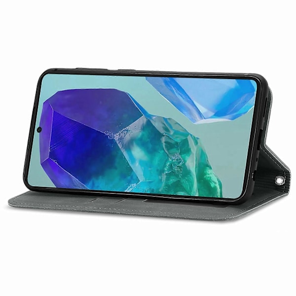Til Samsung Galaxy S24 FE Etui Hud-Touch Læder Wallet Telefon Cover Magnetisk Absorption[HK] Grey