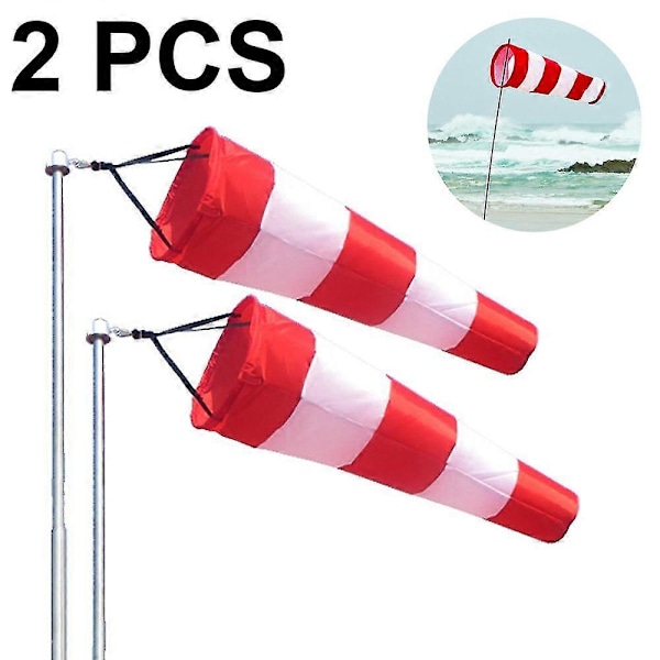 2 kpl Tuuliviiri Ulkokäyttöön Rip-stop Tuulisukka Pyörivä Tuulisukka Ulkoinen Anemometri Paketti[HK] Red and white color