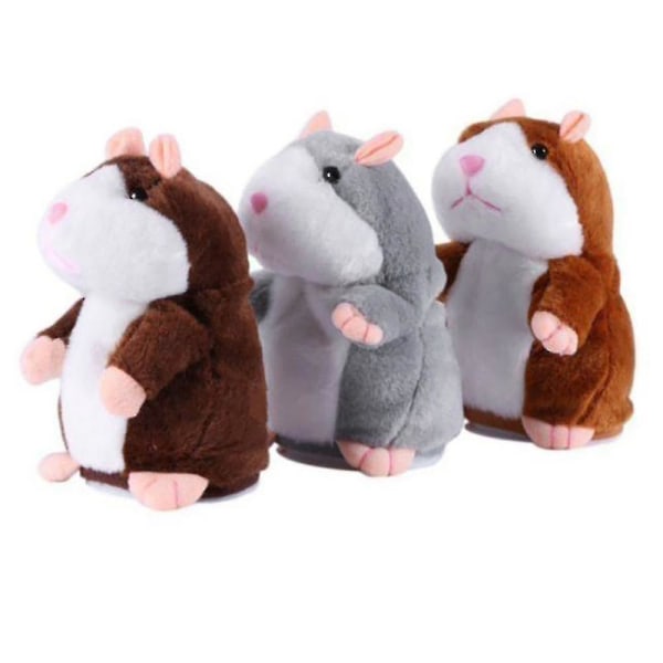 Talking Hamster Mouse Toy - Gjentar det du sier - Electronic Pet Talking Plush Buddy Hamster Mouse For Kids Gift Party Toy[HK] Light Brown