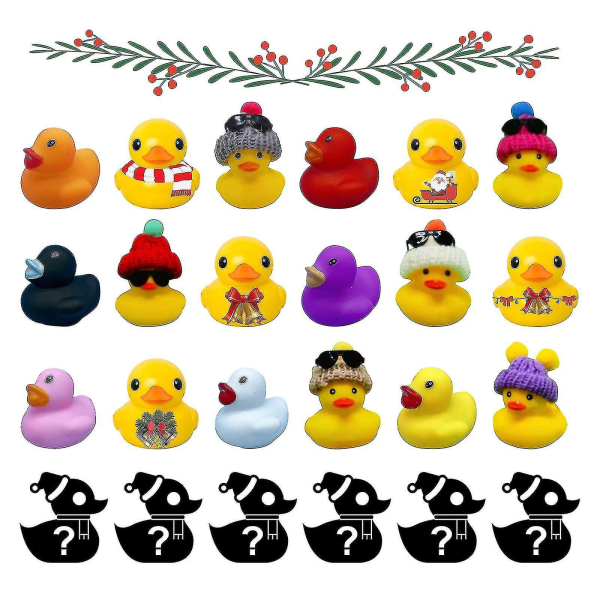 Juladventskalender ,24 gummiankor för pojkar,flickor,barn och småbarn,duckiga badleksak,kreativ julklappsdekoration,festfavoriter,födelse[HK]