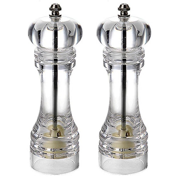 HK Pippurimylly ja suolapurkkisetti 2 suola- ja pippurimyllyraastimella säädettävällä karkeudella - läpinäkyvä 2Pcs7 Inch