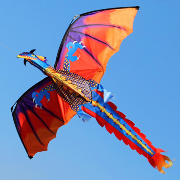 Färgglad 3D drakflygande drake utomhus med 100 m svanslinje Barnleksaker för barn[HK]
