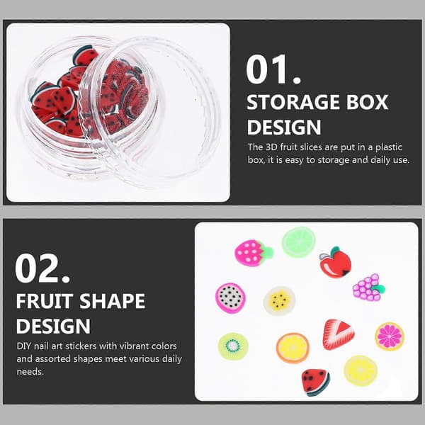 Fruktskive Negltilbehør for DIY Neglekunst 2 Sett med Assorterte Fargedesign [HK]