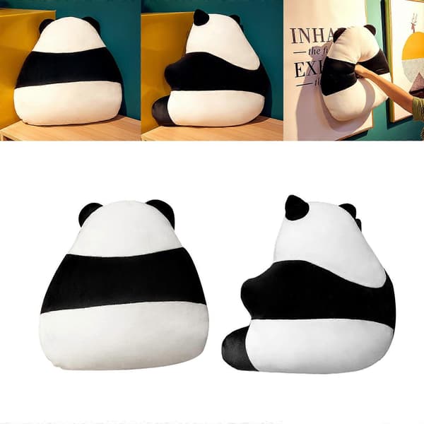 Härlig Panda Figur Leksak Uppstoppad Sovande Docka Duschpresenter Tvättbar Panda Docka för Småbarn Flickvänner Födelsedag[HK] 30cm side sitting panda