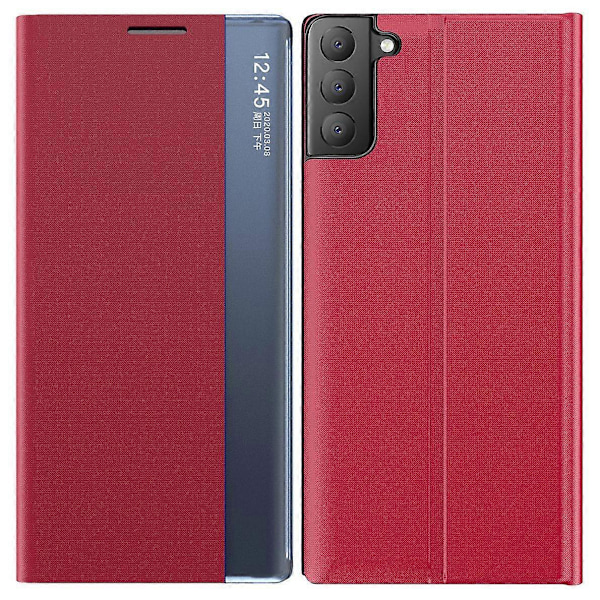 För Samsung Galaxy S21 FE Fönsterfodral Anti-fall Läderskyddsskal med Ställ [HK] Style D Multicolor
