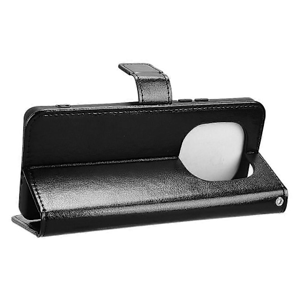 Xiaomi Redmi Note 14 Pro+ 5G / Note 14 Pro 5G Kotelo Crazy Horse -kuvio PU-nahkainen puhelinlompakkokotelo [HK] Black