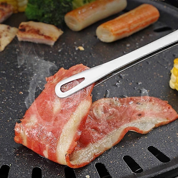2 STK. Madtænger i rustfrit stål, køkkentweezers, multifunktionelle til madlavning, grillning, bagning [HK] Silver