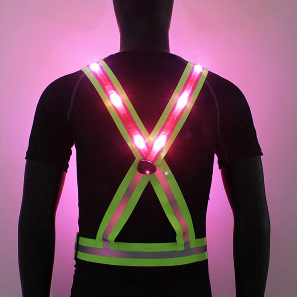 LED-oplyst vest Night Traffic refleksvest USB opladning [HK] red