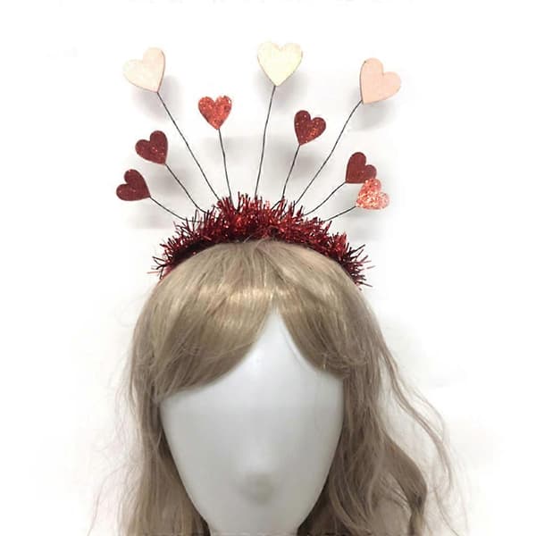 Røde paljett hjerte pannebånd glitter glitter hodeplagg Valentinsdag hodeplagg[HK] Red