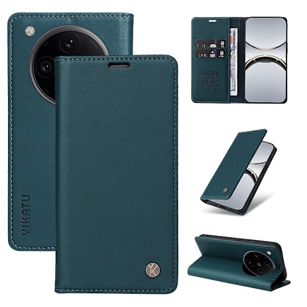 Til Oppo Find X8 Pro 5G Wallet Case YIKATU YK-001 PU Læder Telefon Cover med Stand -[HK] Green Multicolor