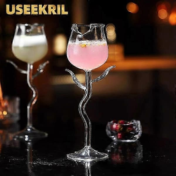 Roseformet martiniglass med krystallkant