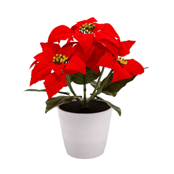 Artificial Potted Plant Christmas Flower Plants Simulation Poinsettia Table Lamp Christmas Holiday Decorative Lights[HK]