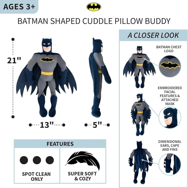 Børnesengetøj Super blød plys putepude Buddy, One Size, Batman Type2[HK]
