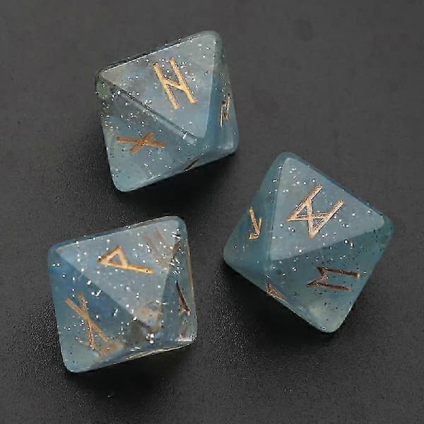 3 stk. Resin Terninger Sett 8-Sidet Rune Terninger Resin Assortert Polyhedrisk Terning Sett[HK]
