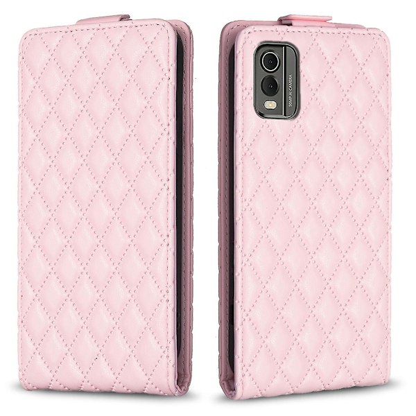 Smartphone-fodral för Nokia C32, Vertikalt Flip-Stativ Kortplatser Präglat Läder Telefonskal [HK] Pink