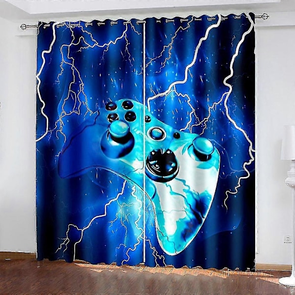 Mörkläggningsgardiner för pojkar och tonåringar 132 x 160 cm Modern stil Videospelsgardiner för barn och flickor[HK]