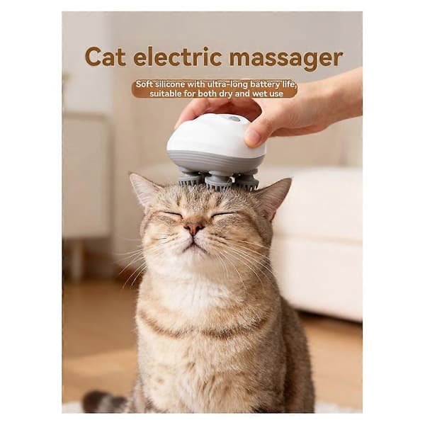 Smart elektrisk massageværktøj til katte, bærbart og vaskbart[HK] White