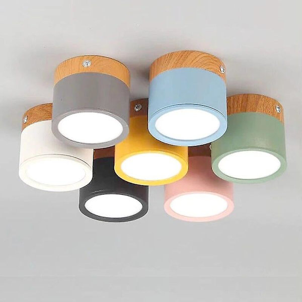 Led loftslampe dæmpbar 7w 9w overflademonteret loftslampe træ moderne lys spotlight soveværelse stue homekit bbulb[HkkK] Green 7W white light