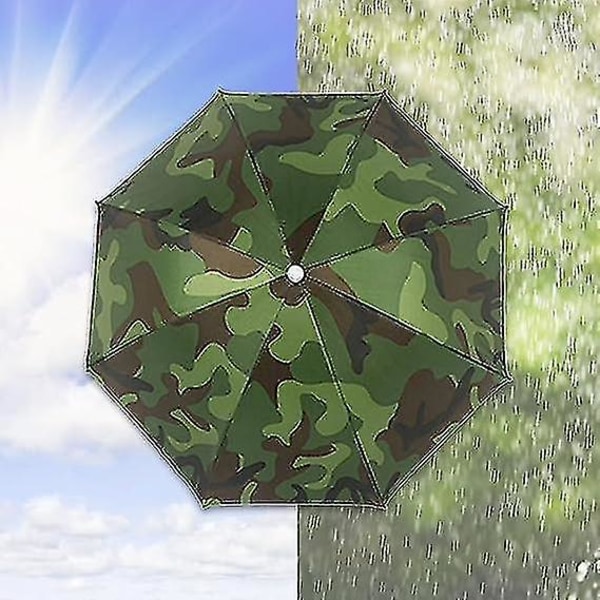 Paraplyhat, 69 cm håndfri paraplykasket til voksne børn, UV-beskyttelse Vandtæt Foldbar til camping golf solsejl[HkkK] Camouflage