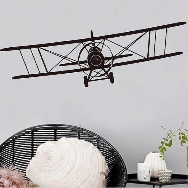 Svarta Cool Glider Flygplan Väggdekaler för Dekorationsbruk 2st Set[HK]