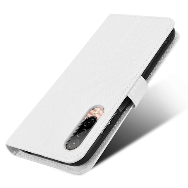 Til HTC Desire 22 Pro 5G Stødsikker Telefon Flip Wallet Etui Skridsikkert Greb Diamanttekstur PU Læder Cover Stativ Kortholder med Håndledsrem[HK] White