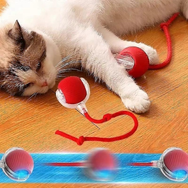 Interaktiv kattleksak boll automatisk rullande boll fuskpäls svans uppladdningsbar smart elektrisk leksak för hund och katt träning imiterar mus[HK] grey